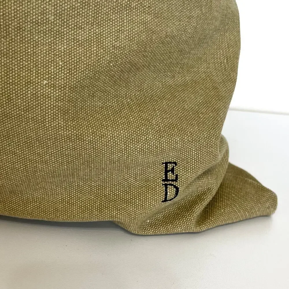 ED Ellen Degeneres Dachshund Dog Accent‎ Throw Pillow 20X20 Tan Embroidered Zip